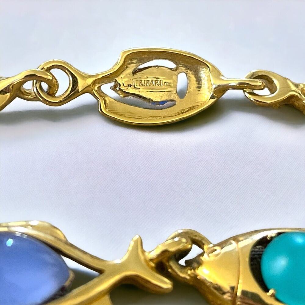 Trifari Signed Jelly Belly Lucite Blue Green Aqua Fish Necklace Bracelet Earring - Picture 9 of 12
